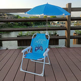 Kids' Outdoor Folding Recliner with Sunshade and Backrest - Contemporary Cartoon Design, Metal Square Frame, PP Construction