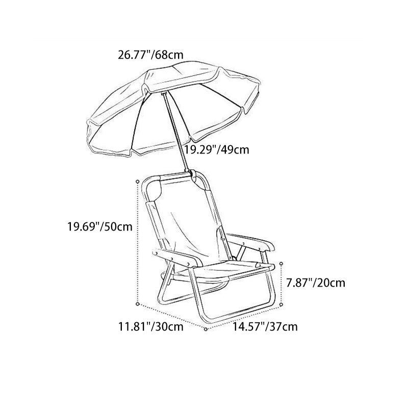 Kids' Outdoor Folding Recliner with Sunshade and Backrest - Contemporary Cartoon Design, Metal Square Frame, PP Construction