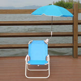 Kids' Outdoor Folding Recliner with Sunshade and Backrest - Contemporary Cartoon Design, Metal Square Frame, PP Construction