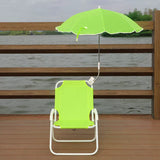 Kids' Outdoor Folding Recliner with Sunshade and Backrest - Contemporary Cartoon Design, Metal Square Frame, PP Construction