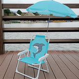Kids' Outdoor Folding Recliner with Sunshade and Backrest - Contemporary Cartoon Design, Metal Square Frame, PP Construction