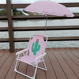 Kids' Outdoor Folding Recliner with Sunshade and Backrest - Contemporary Cartoon Design, Metal Square Frame, PP Construction
