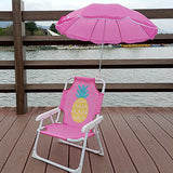 Kids' Outdoor Folding Recliner with Sunshade and Backrest - Contemporary Cartoon Design, Metal Square Frame, PP Construction