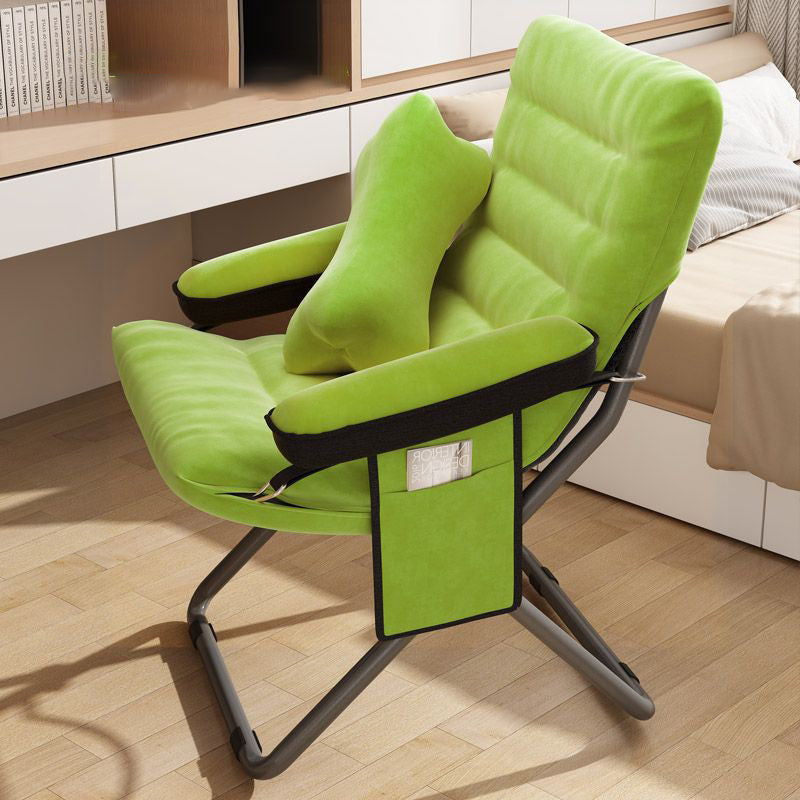 Modern Velvet and Cotton Folding Recliner with Metal Frame, Semi-Curved Backrest, Footrest and Storage Bag - Perfect for the Bedroom