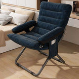 Modern Velvet and Cotton Folding Recliner with Metal Frame, Semi-Curved Backrest, Footrest and Storage Bag - Perfect for the Bedroom
