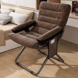 Modern Velvet and Cotton Folding Recliner with Metal Frame, Semi-Curved Backrest, Footrest and Storage Bag - Perfect for the Bedroom