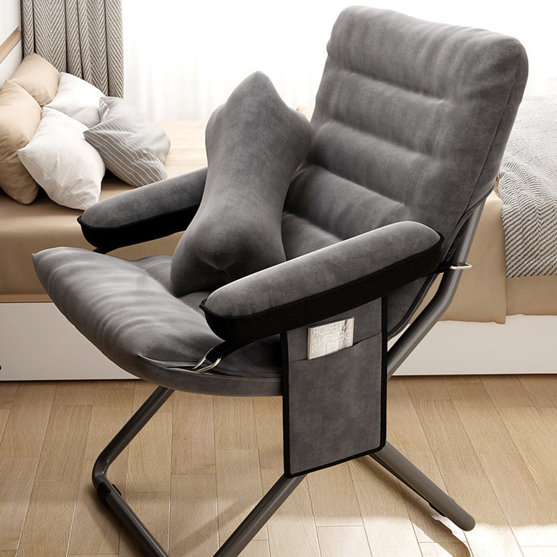 Modern Velvet and Cotton Folding Recliner with Metal Frame, Semi-Curved Backrest, Footrest and Storage Bag - Perfect for the Bedroom