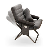 Modern Velvet and Cotton Folding Recliner with Metal Frame, Semi-Curved Backrest, Footrest and Storage Bag - Perfect for the Bedroom