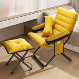 Modern Velvet and Cotton Folding Recliner with Metal Frame, Semi-Curved Backrest, Footrest and Storage Bag - Perfect for the Bedroom