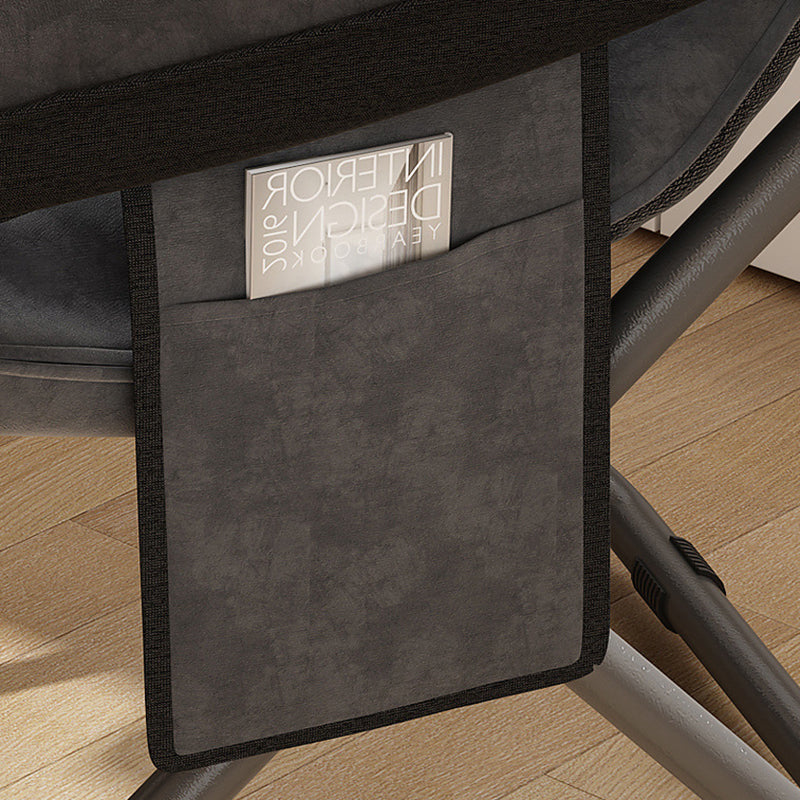 Modern Velvet and Cotton Folding Recliner with Metal Frame, Semi-Curved Backrest, Footrest and Storage Bag - Perfect for the Bedroom
