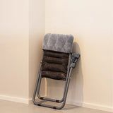 Modern Velvet and Cotton Folding Recliner with Metal Frame, Semi-Curved Backrest, Footrest and Storage Bag - Perfect for the Bedroom