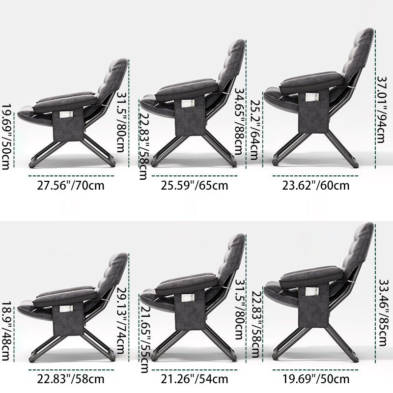 Modern Velvet and Cotton Folding Recliner with Metal Frame, Semi-Curved Backrest, Footrest and Storage Bag - Perfect for the Bedroom