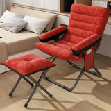 Modern Velvet and Cotton Folding Recliner with Metal Frame, Semi-Curved Backrest, Footrest and Storage Bag - Perfect for the Bedroom