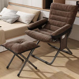 Modern Velvet and Cotton Folding Recliner with Metal Frame, Semi-Curved Backrest, Footrest and Storage Bag - Perfect for the Bedroom