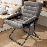Modern Velvet and Cotton Folding Recliner with Metal Frame, Semi-Curved Backrest, Footrest and Storage Bag - Perfect for the Bedroom