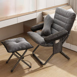 Modern Velvet and Cotton Folding Recliner with Metal Frame, Semi-Curved Backrest, Footrest and Storage Bag - Perfect for the Bedroom