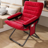 Modern Velvet and Cotton Folding Recliner with Metal Frame, Semi-Curved Backrest, Footrest and Storage Bag - Perfect for the Bedroom