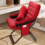 Modern Velvet and Cotton Folding Recliner with Metal Frame, Semi-Curved Backrest, Footrest and Storage Bag - Perfect for the Bedroom