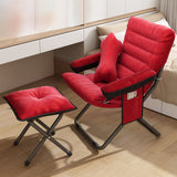 Modern Velvet and Cotton Folding Recliner with Metal Frame, Semi-Curved Backrest, Footrest and Storage Bag - Perfect for the Bedroom