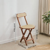 Elegant Traditional Japanese Weaving Resin Bamboo Oval Foldable Bar Stool with Backrest and Footrest for Kitchen