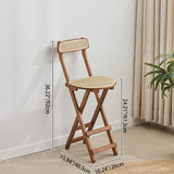 Elegant Traditional Japanese Weaving Resin Bamboo Oval Foldable Bar Stool with Backrest and Footrest for Kitchen