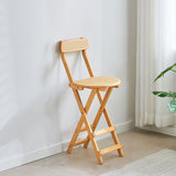 Elegant Traditional Japanese Weaving Resin Bamboo Oval Foldable Bar Stool with Backrest and Footrest for Kitchen