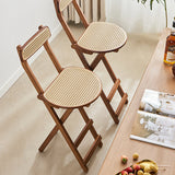 Elegant Traditional Japanese Weaving Resin Bamboo Oval Foldable Bar Stool with Backrest and Footrest for Kitchen