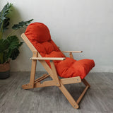 Contemporary Scandinavian-Style Fabric & Wood Recliner with Foldable Footrest and Armrest in Cotton Upholstery for Living Room