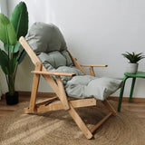 Contemporary Scandinavian-Style Fabric & Wood Recliner with Foldable Footrest and Armrest in Cotton Upholstery for Living Room