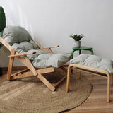 Contemporary Scandinavian-Style Fabric & Wood Recliner with Foldable Footrest and Armrest in Cotton Upholstery for Living Room