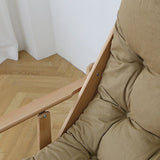 Contemporary Scandinavian-Style Fabric & Wood Recliner with Foldable Footrest and Armrest in Cotton Upholstery for Living Room
