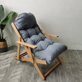 Contemporary Scandinavian-Style Fabric & Wood Recliner with Foldable Footrest and Armrest in Cotton Upholstery for Living Room