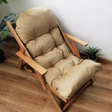 Contemporary Scandinavian-Style Fabric & Wood Recliner with Foldable Footrest and Armrest in Cotton Upholstery for Living Room