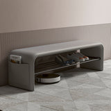 Modern Simplicity Eco-Friendly Synthetic Leather & Carbon Steel 2-Tier Rectangular Shoe Shelf Bench for Entryway