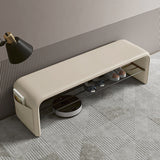 Modern Simplicity Eco-Friendly Synthetic Leather & Carbon Steel 2-Tier Rectangular Shoe Shelf Bench for Entryway