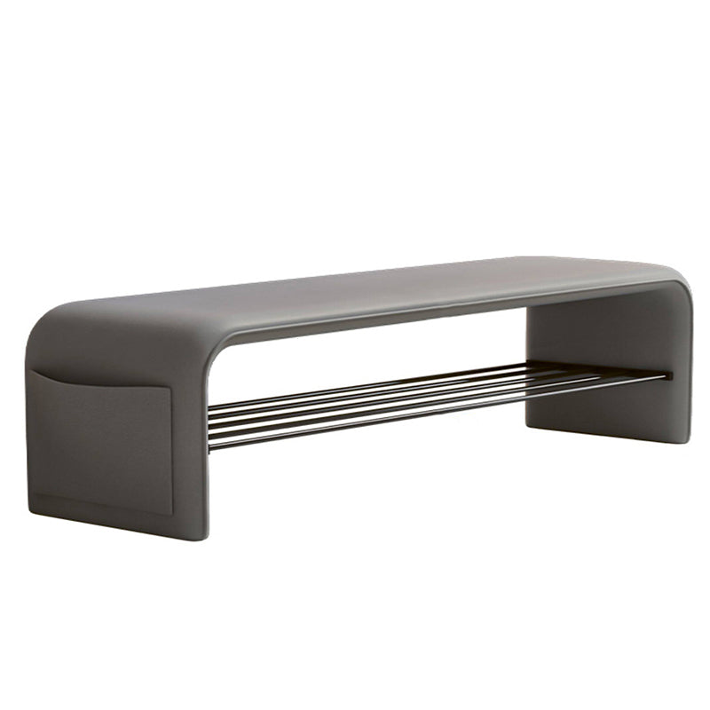 Modern Simplicity Eco-Friendly Synthetic Leather & Carbon Steel 2-Tier Rectangular Shoe Shelf Bench for Entryway