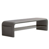 Modern Simplicity Eco-Friendly Synthetic Leather & Carbon Steel 2-Tier Rectangular Shoe Shelf Bench for Entryway