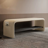 Modern Simplicity Eco-Friendly Synthetic Leather & Carbon Steel 2-Tier Rectangular Shoe Shelf Bench for Entryway