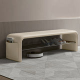 Modern Simplicity Eco-Friendly Synthetic Leather & Carbon Steel 2-Tier Rectangular Shoe Shelf Bench for Entryway