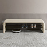 Modern Simplicity Eco-Friendly Synthetic Leather & Carbon Steel 2-Tier Rectangular Shoe Shelf Bench for Entryway
