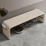 Modern Simplicity Eco-Friendly Synthetic Leather & Carbon Steel 2-Tier Rectangular Shoe Shelf Bench for Entryway