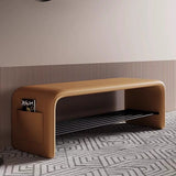 Modern Simplicity Eco-Friendly Synthetic Leather & Carbon Steel 2-Tier Rectangular Shoe Shelf Bench for Entryway