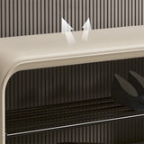 Modern Simplicity Eco-Friendly Synthetic Leather & Carbon Steel 2-Tier Rectangular Shoe Shelf Bench for Entryway