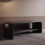 Modern Simplicity Eco-Friendly Synthetic Leather & Carbon Steel 2-Tier Rectangular Shoe Shelf Bench for Entryway