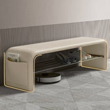 Modern Simplicity Eco-Friendly Synthetic Leather & Carbon Steel 2-Tier Rectangular Shoe Shelf Bench for Entryway