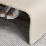 Modern Simplicity Eco-Friendly Synthetic Leather & Carbon Steel 2-Tier Rectangular Shoe Shelf Bench for Entryway