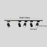 Modern Tubular LED Track Lighting Fixture - Flush Mount, 3/4/5-Light Options