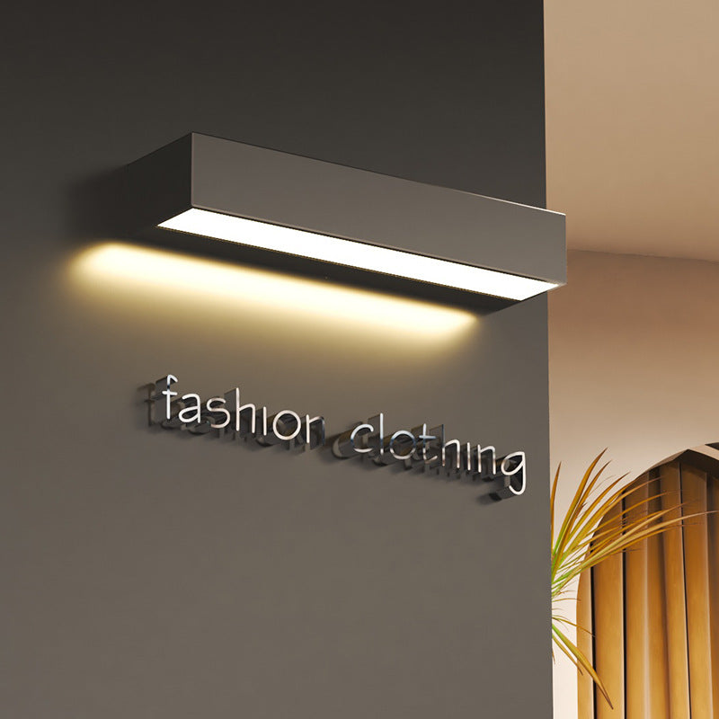 Sleek Modern Minimalist Aluminum & Glass Rectangular LED Outdoor Wall Sconce for Patio