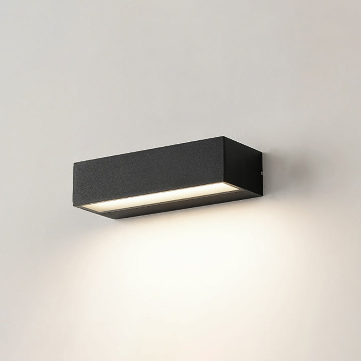 Sleek Modern Minimalist Aluminum & Glass Rectangular LED Outdoor Wall Sconce for Patio