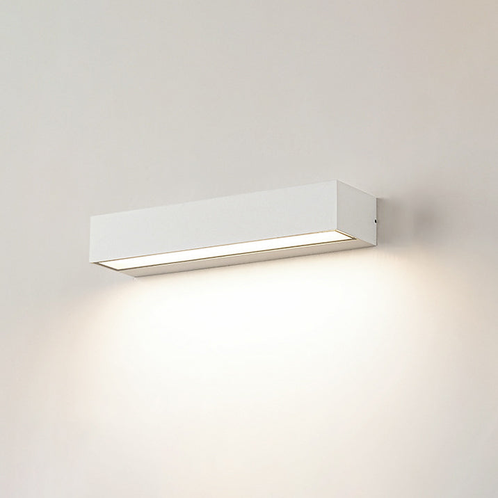 Sleek Modern Minimalist Aluminum & Glass Rectangular LED Outdoor Wall Sconce for Patio